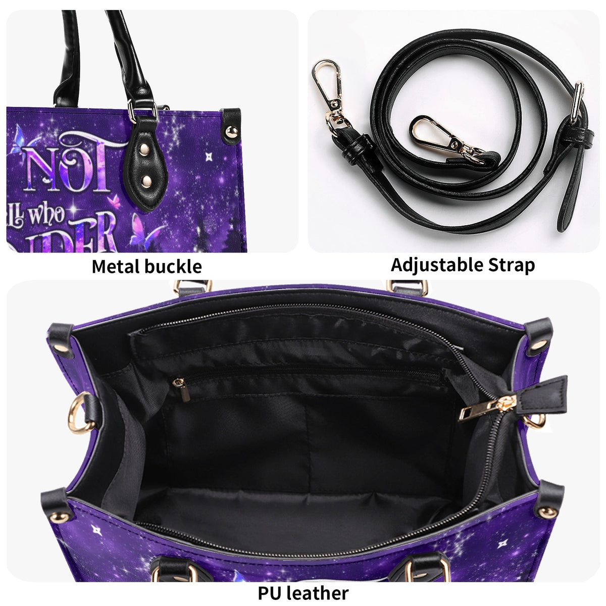 BLISSCORNERS NOT ALL WHO WANDER ARE LOST LEATHER HANDBAG