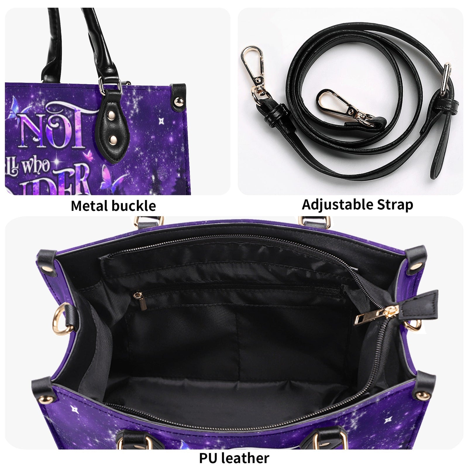 BLISSCORNERS NOT ALL WHO WANDER ARE LOST LEATHER HANDBAG