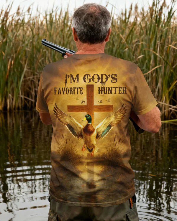Blisscorners I'm God's Favorite Hunter Shirt, Personalized Hunting 3D Shirt