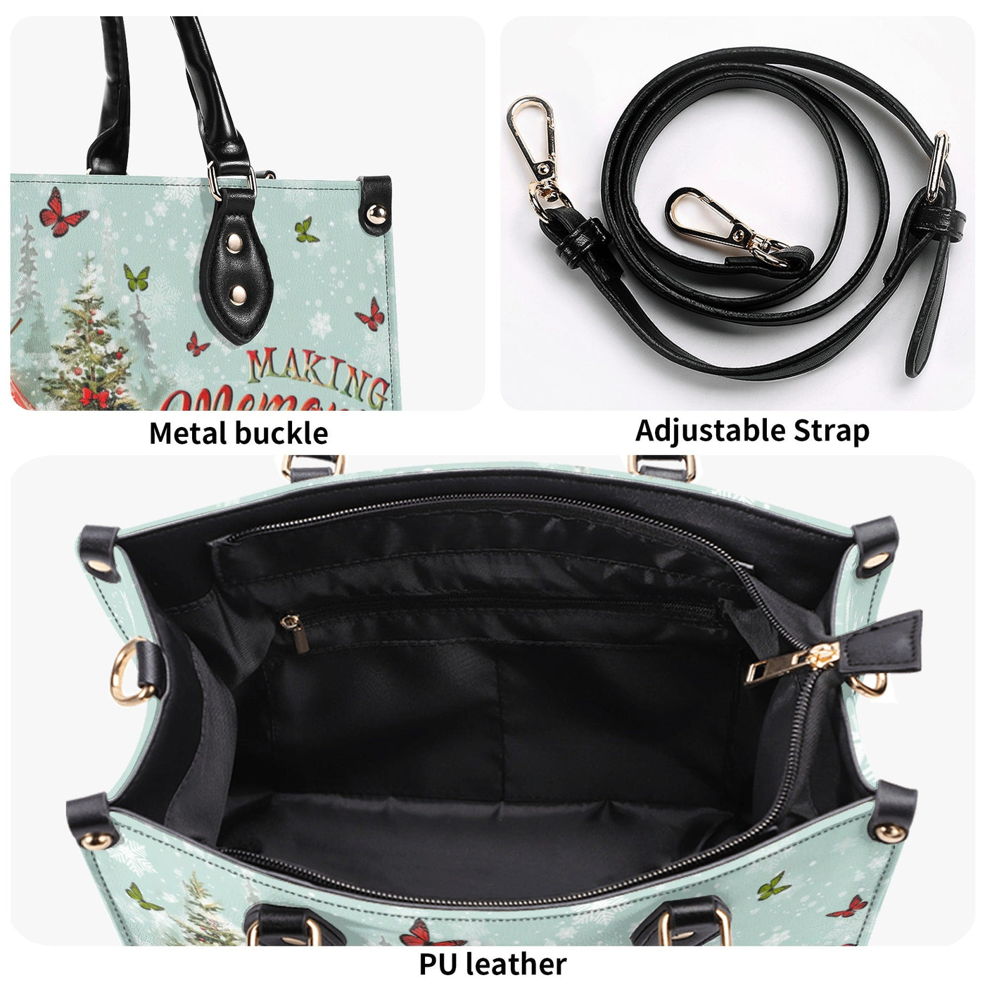 BLISSCORNERS MAKING MEMORIES ONE CAMPFIRE CHRISTMAS LEATHER HANDBAG