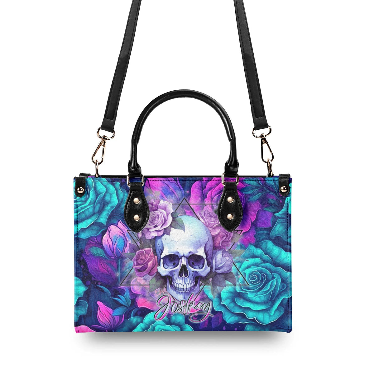 BLISSCORNERS SKULL ROSES LEATHER HANDBAG