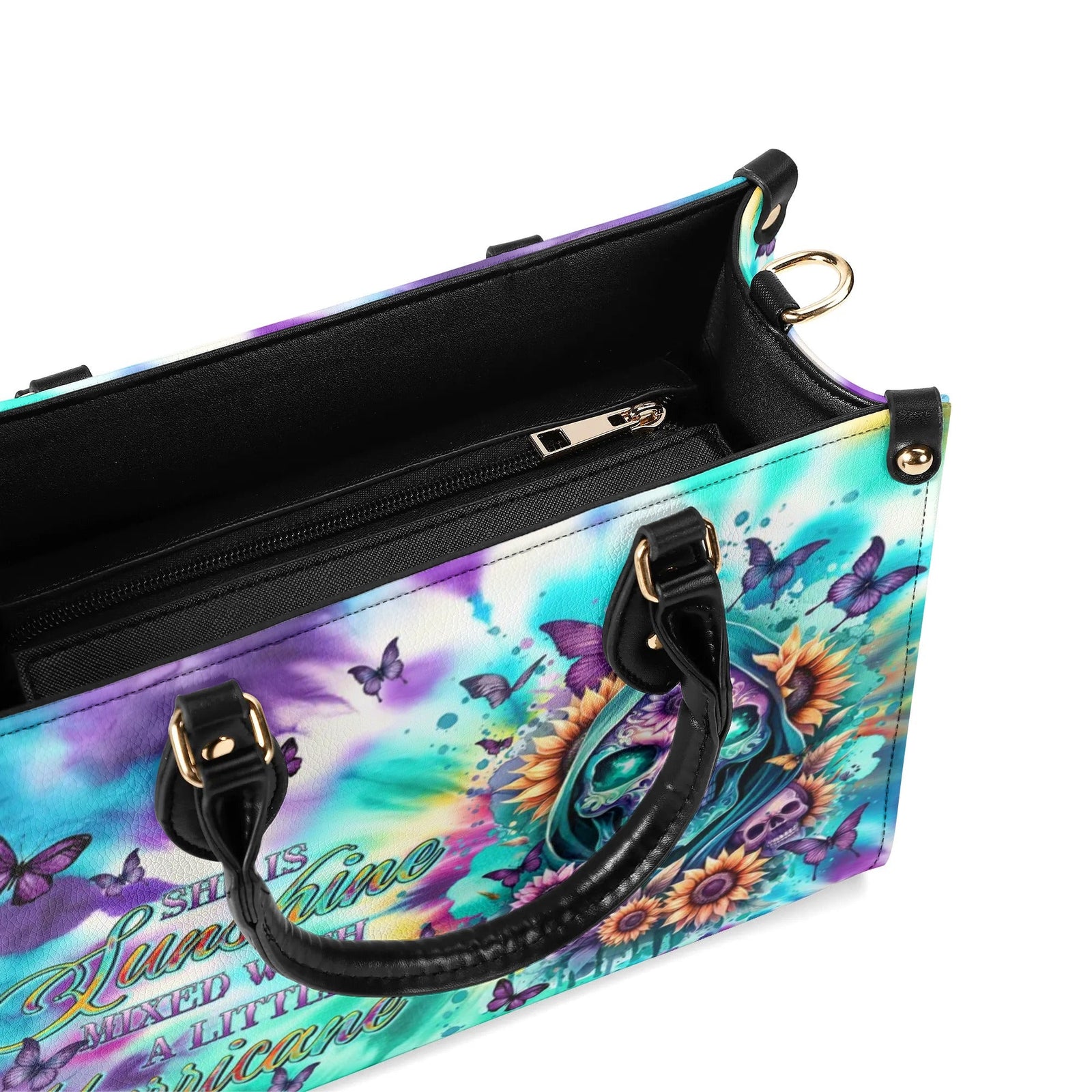 BLISSCORNERS SHE IS SUNSHINE REAPER SUNFLOWER TIE DYE LEATHER HANDBAG