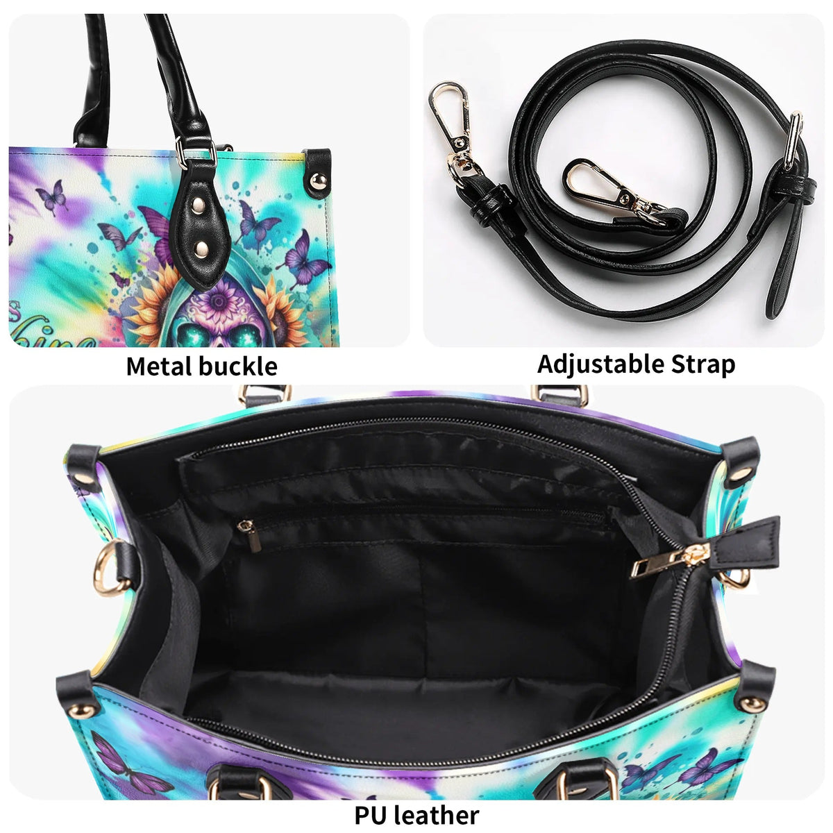 BLISSCORNERS SHE IS SUNSHINE REAPER SUNFLOWER TIE DYE LEATHER HANDBAG
