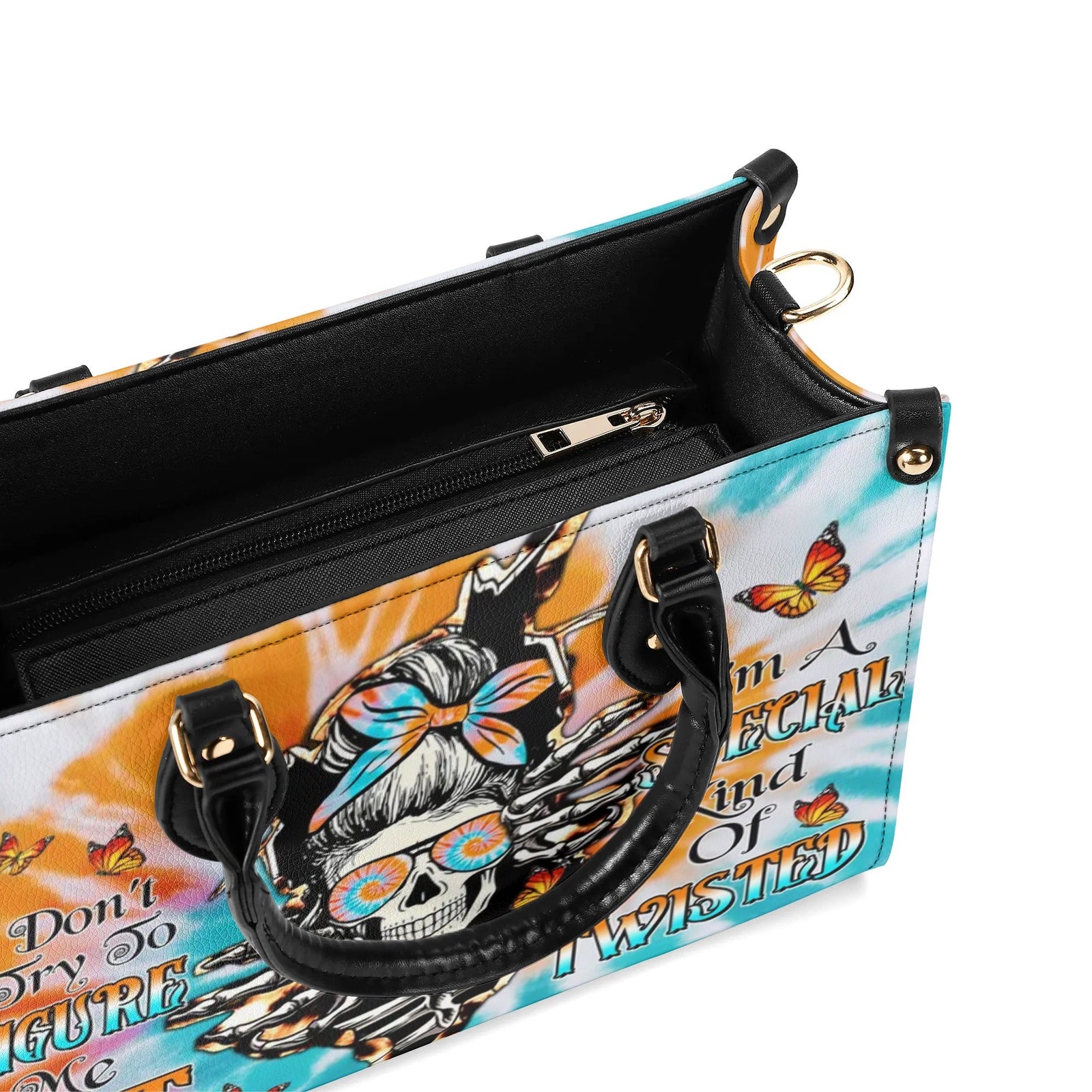 BLISSCORNERS DON'T TRY TO FIGURE ME OUT TIE DYE MESSY BUN LEATHER HANDBAG