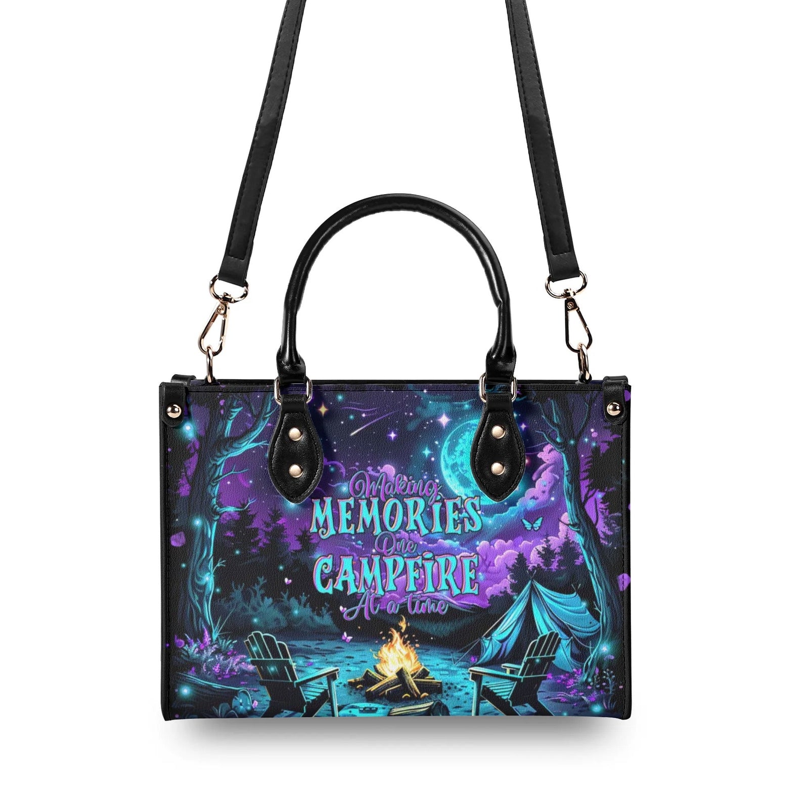 BLISSCORNERS MAKING MEMORIES ONE CAMPFIRE AT A TIME LEATHER HANDBAG