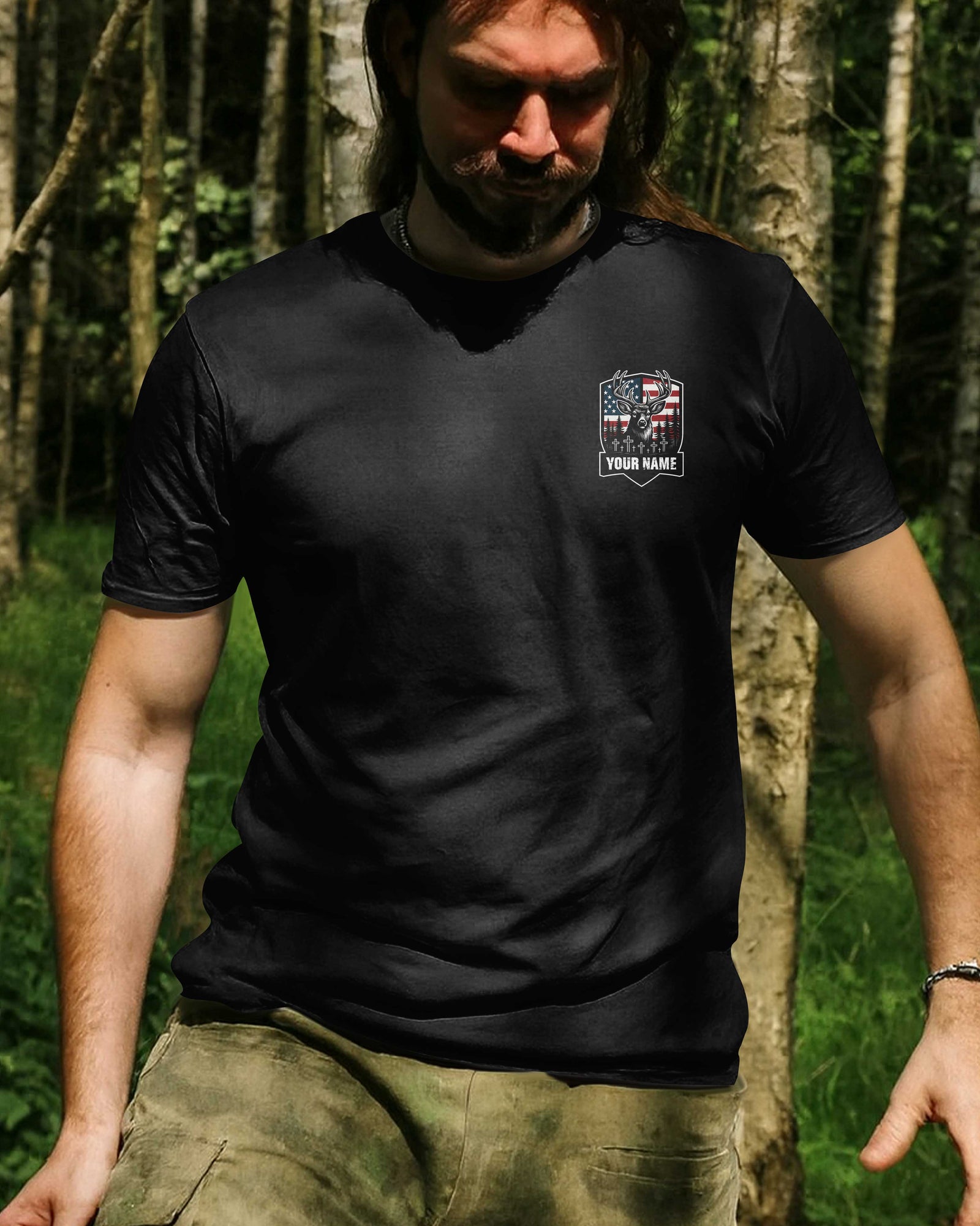 Blisscorners I Was Born To Hunt The Wild But Chosen To Follow The Cross Shirt, Personalized Hunting 3D Shirt
