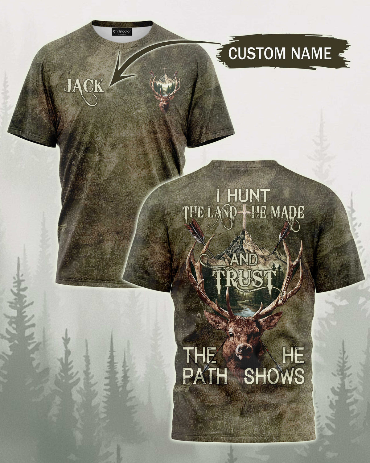 Blisscorners I Hunt The Land Shirt, Personalized Hunting 3D Shirt