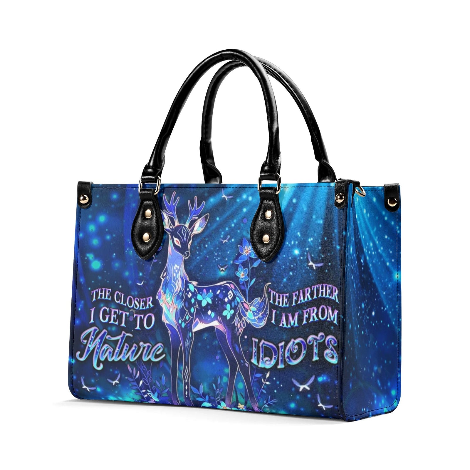 BLISSCORNERS THE CLOSER I GET TO NATURE DEER LEATHER HANDBAG