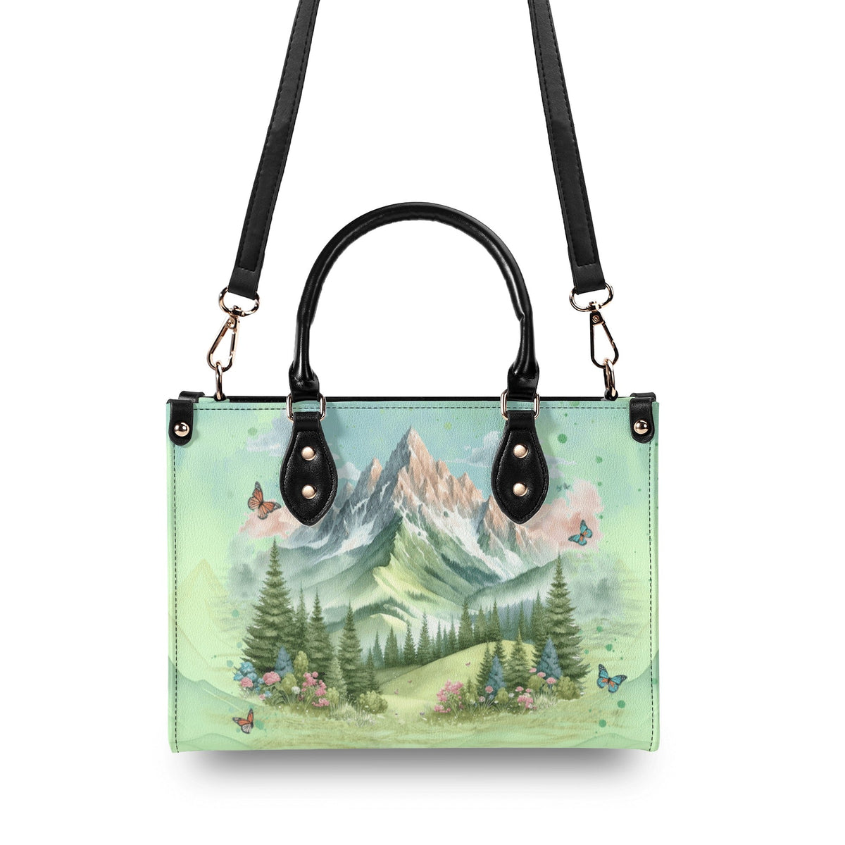 BLISSCORNERS MOUNTAIN AIR HEALS EVERYTHING LEATHER HANDBAG