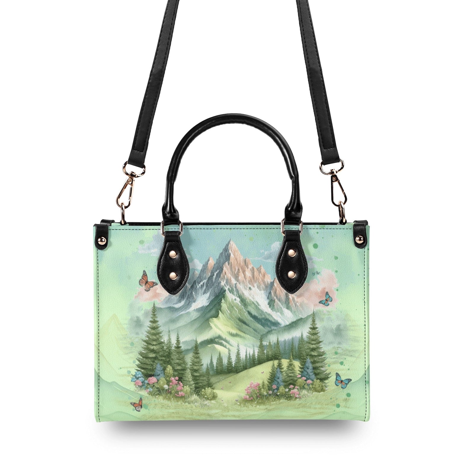 BLISSCORNERS MOUNTAIN AIR HEALS EVERYTHING LEATHER HANDBAG