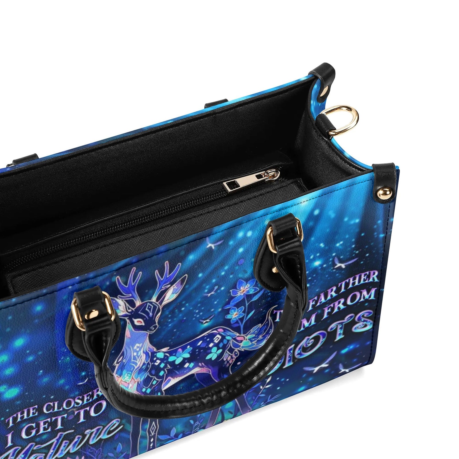 BLISSCORNERS THE CLOSER I GET TO NATURE DEER LEATHER HANDBAG