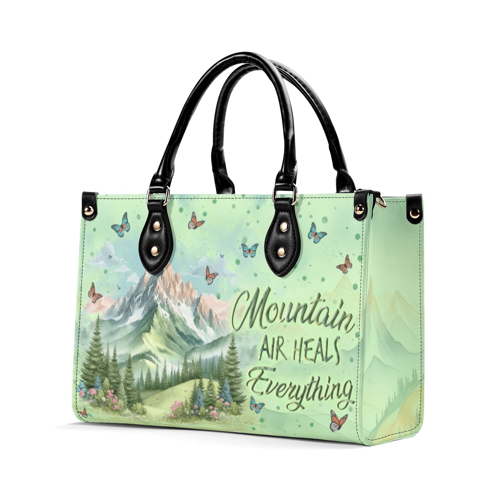 BLISSCORNERS MOUNTAIN AIR HEALS EVERYTHING LEATHER HANDBAG
