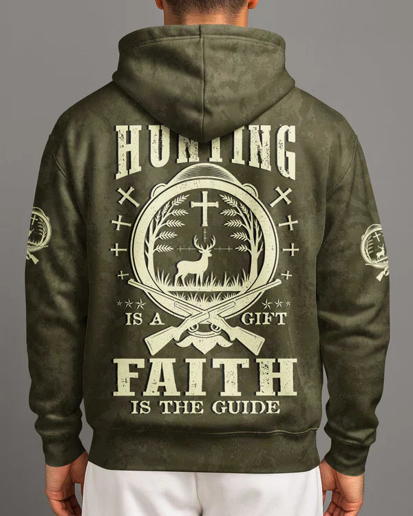 Blisscorners Hunting Is A Gift Faith Is The Guide Shirt, Personalized Hunting 3D Shirt