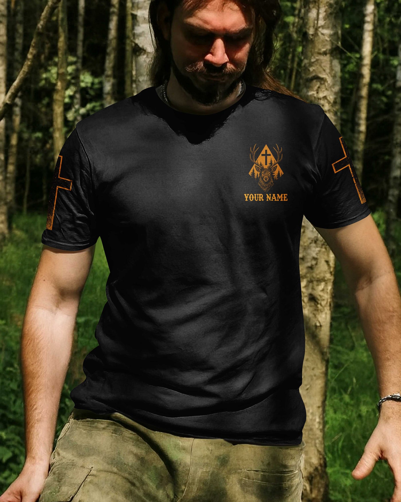 Blisscorners Through Every Hunt And Every Storm I Walk By Faith And Not By Sight Shirt, Personalized Hunting 3D Shirt