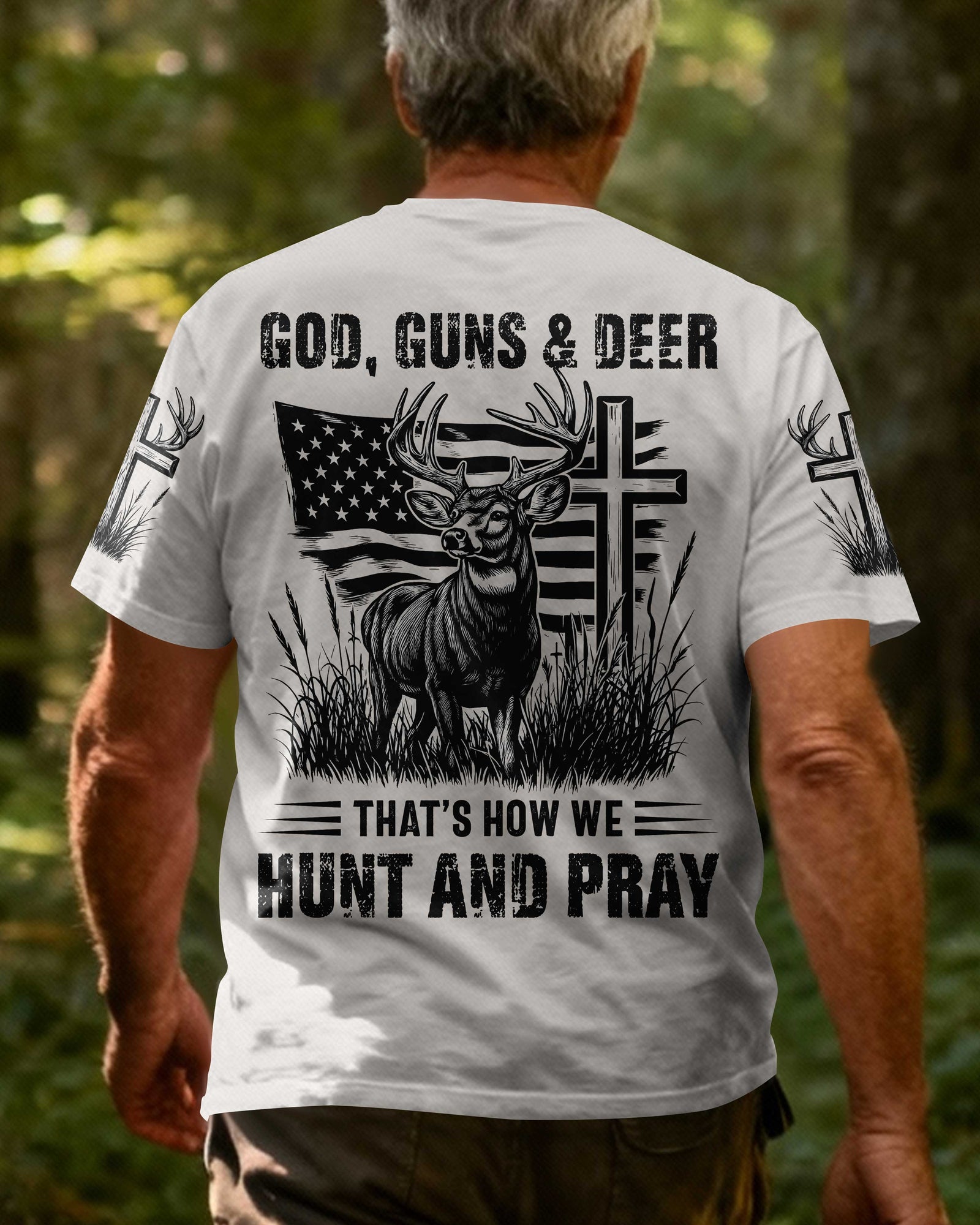Blisscorners God Guns And Deer That's How We Hunt And Pray, Personalized Hunting 3D Shirt