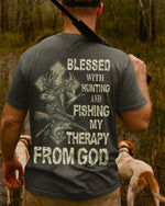 Blisscorners Blessed With Hunting And Fishing My Therapy From God 3D Shirt, Personalized 3D Hoodie For Hunting Lover