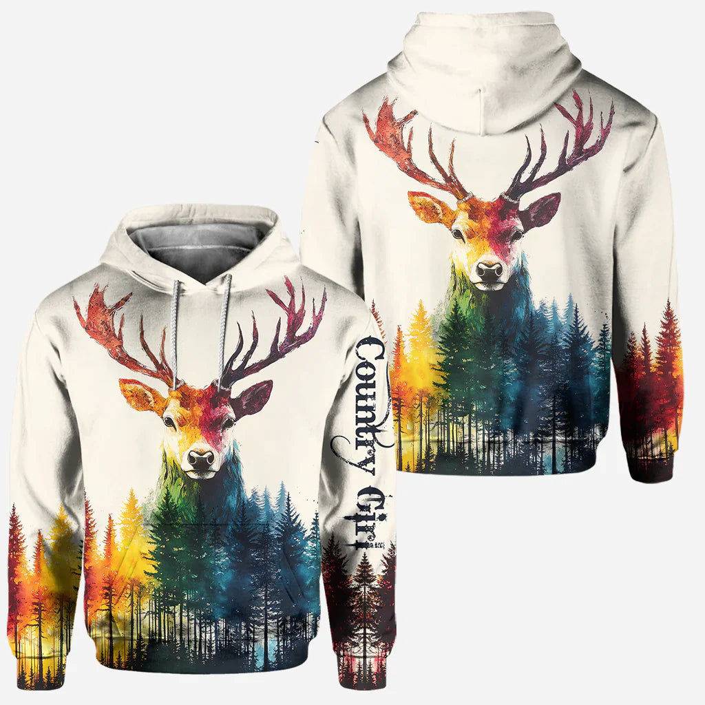 Blisscorners Country Girl, Personalized Hunting All Over Shirt, Personalized 3D Hoodie For Hunting Lover
