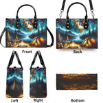 BLISSCORNERS CAMPING SCENE UNDER STARRY NIGHT SKY LEATHER HANDBAG