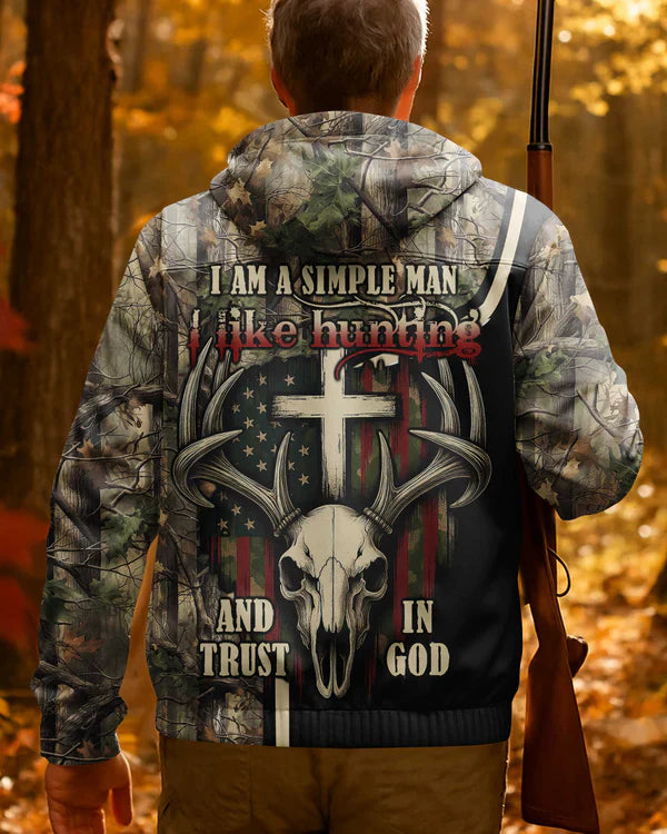 Blisscorners I Am A Simple Man I Like Hunting And Trust In God Shirt, Personalized Hunting 3D Shirt
