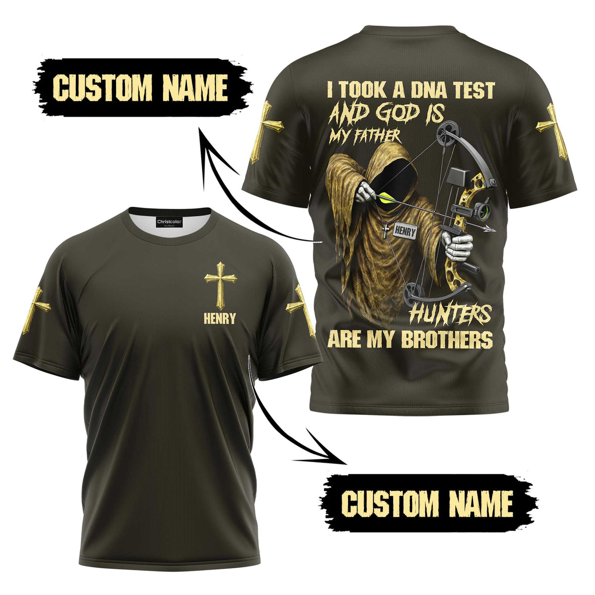 Blisscorners God is my Father Hunters are my brothers, Personalized Hunting 3D Shirt