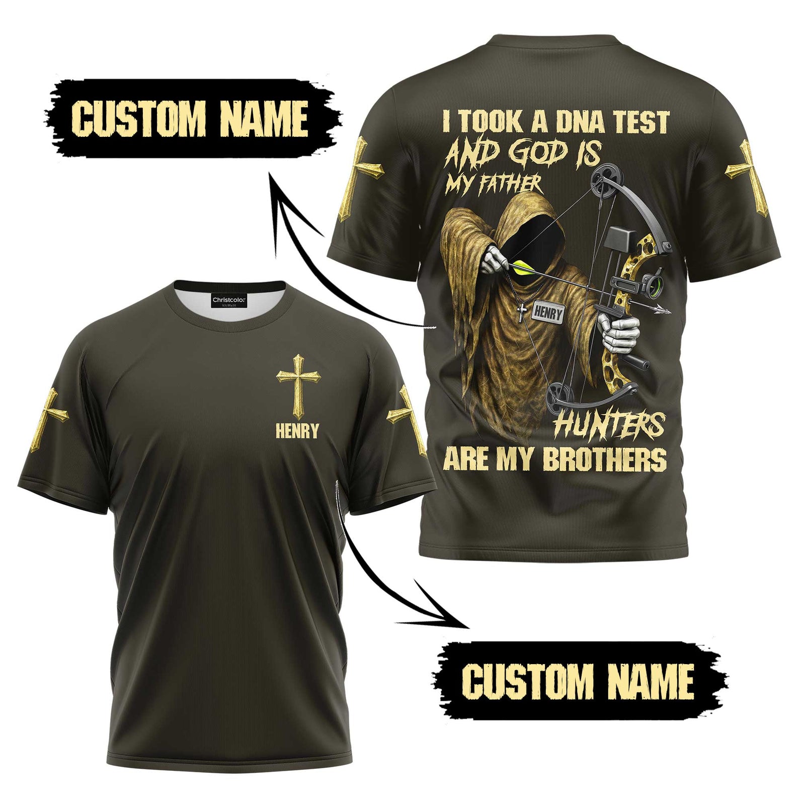 Blisscorners God is my Father Hunters are my brothers, Personalized Hunting 3D Shirt