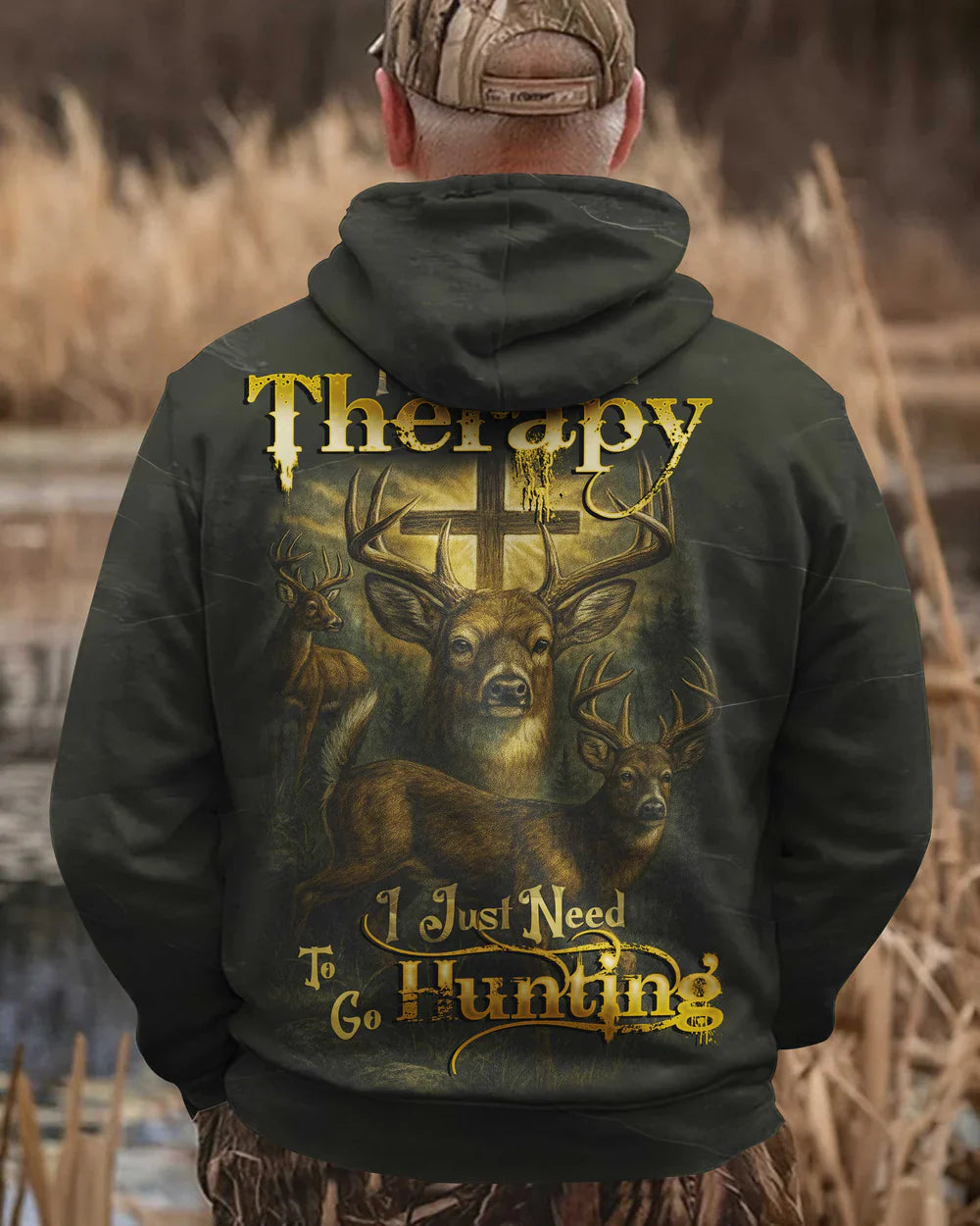 Blisscorners I Don't Need Therapy I Just Need To Go Hunting Shirt, Personalized Hunting 3D Shirt