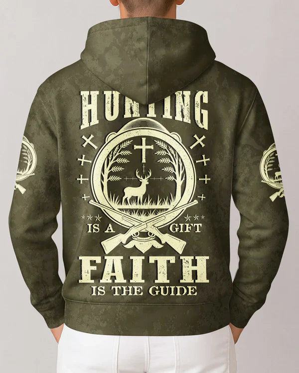 Blisscorners Hunting Is A Gift Faith Is The Guide Shirt, Personalized Hunting 3D Shirt