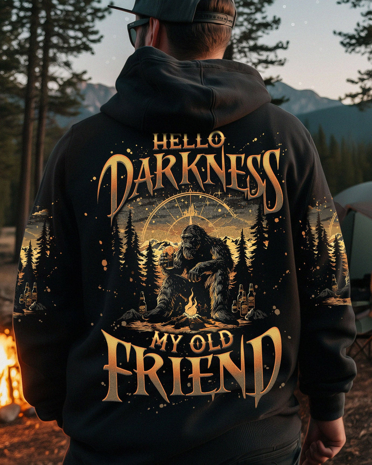 BLISSCORNERS HELLO DARKNESS MY OLD FRIEND BIGFOOT ALL OVER PRINT -  TLNO1510251
