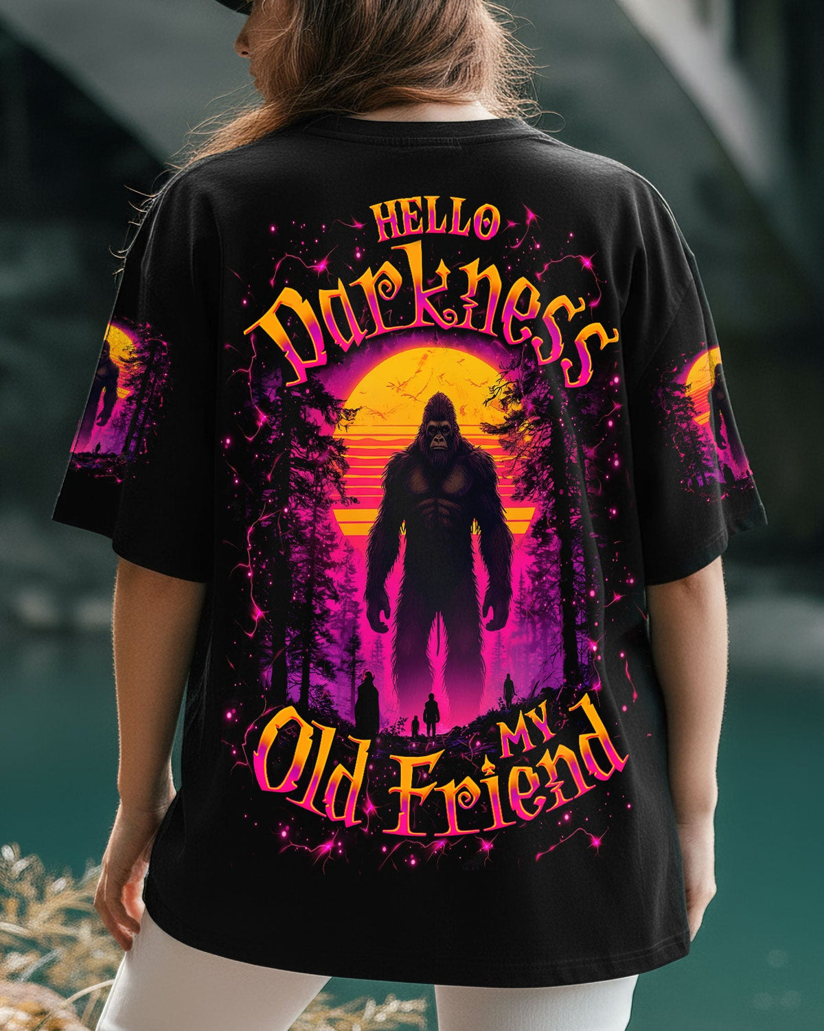 BLISSCORNERS HELLO DARKNESS MY OLD FRIEND BIGFOOT ALL OVER PRINT