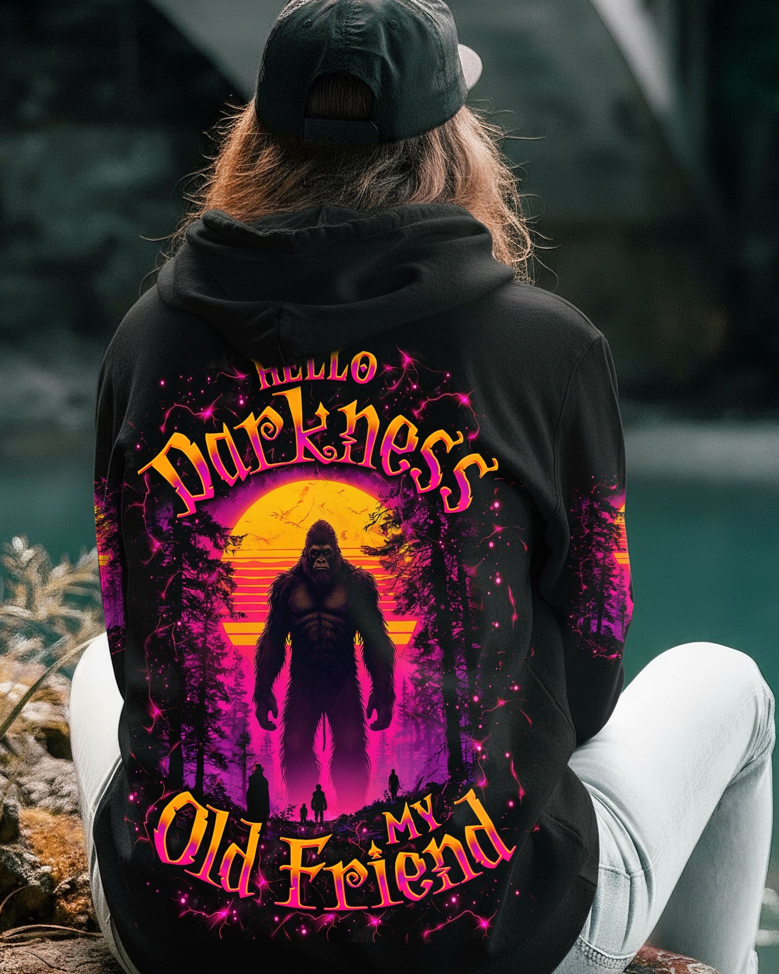 BLISSCORNERS HELLO DARKNESS MY OLD FRIEND BIGFOOT ALL OVER PRINT