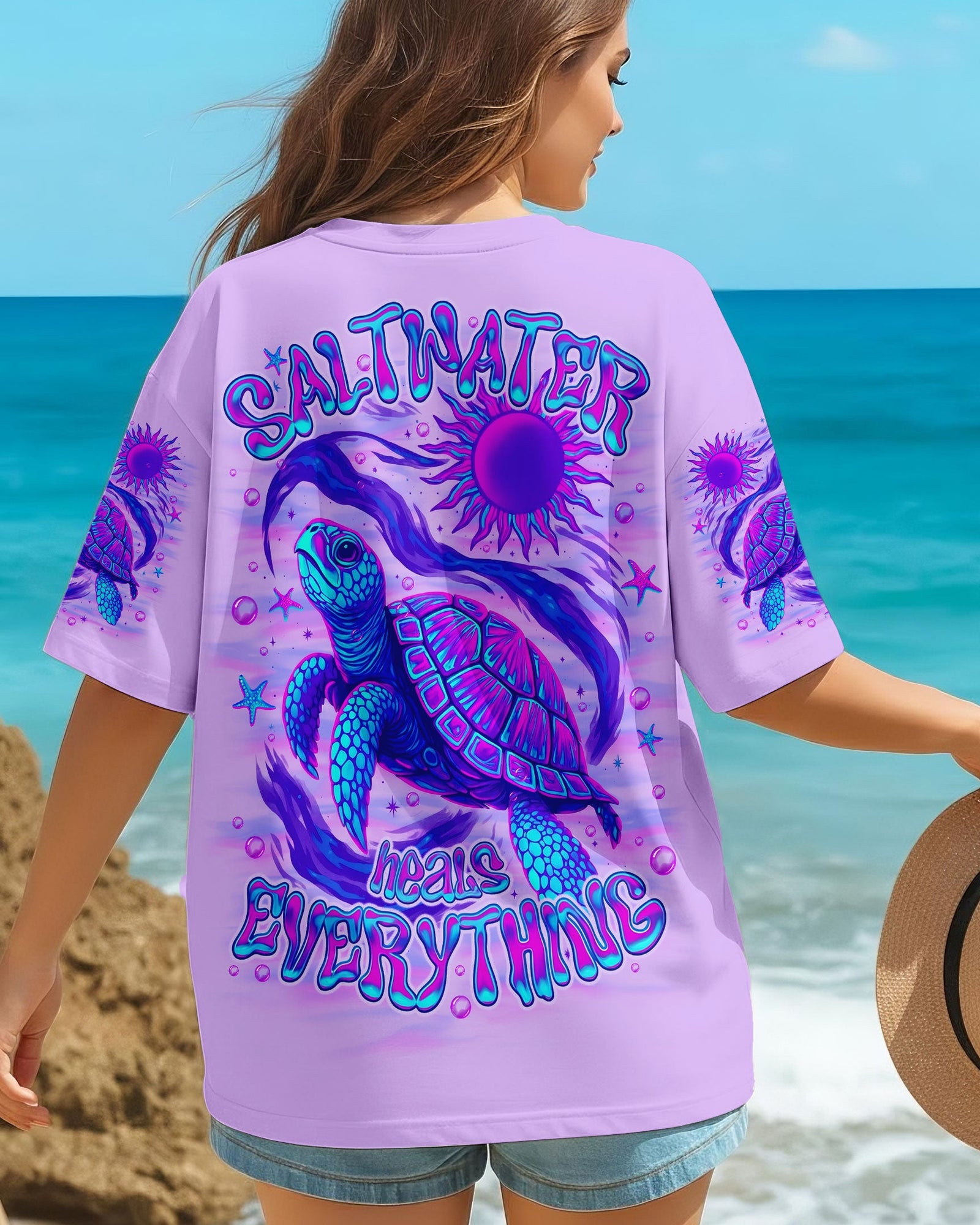 BLISSCORNERS SALTWATER HEALS EVERYTHING TURTLE ALL OVER PRINT