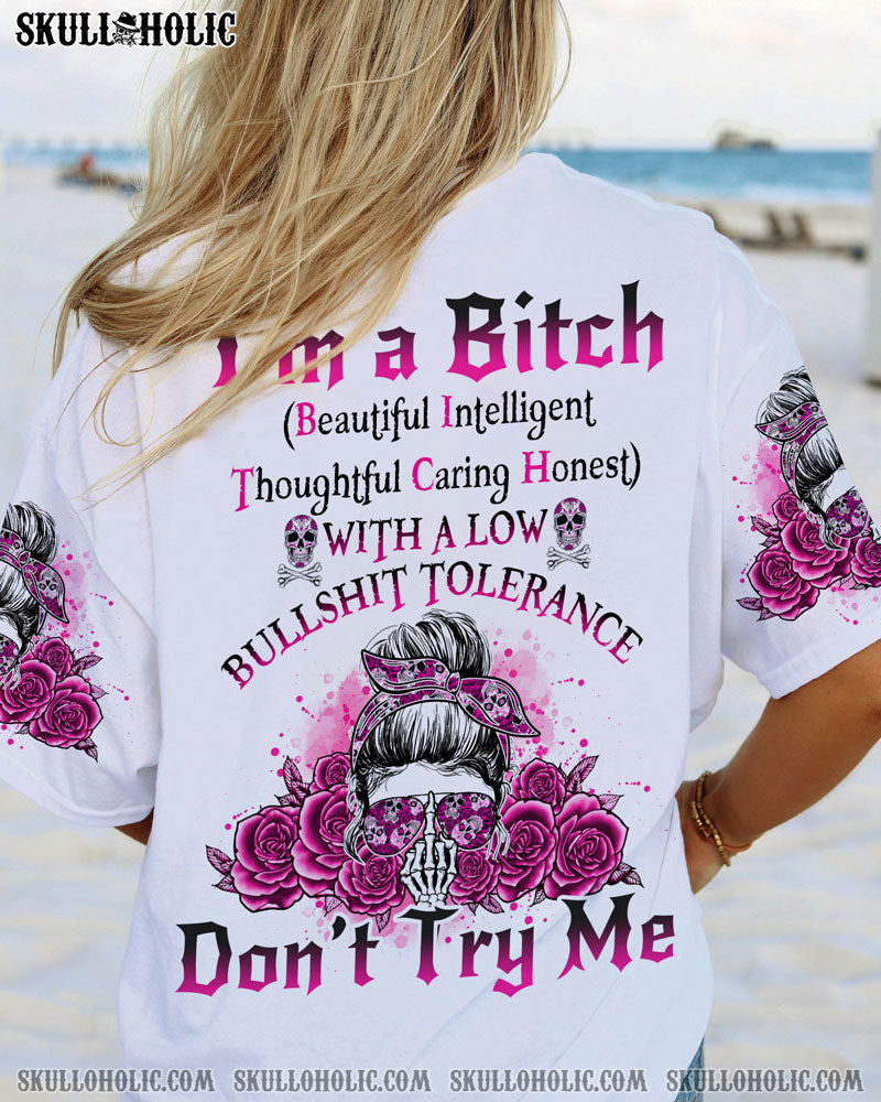 BLISSCORNERS I'M A B DON'T TRY ME ROSE MESSY BUN BLACK PHONE CASE
