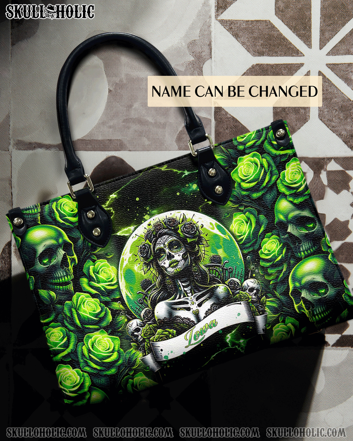 BLISSCORNERS SUGAR SKULL ROSE LEATHER HANDBAG