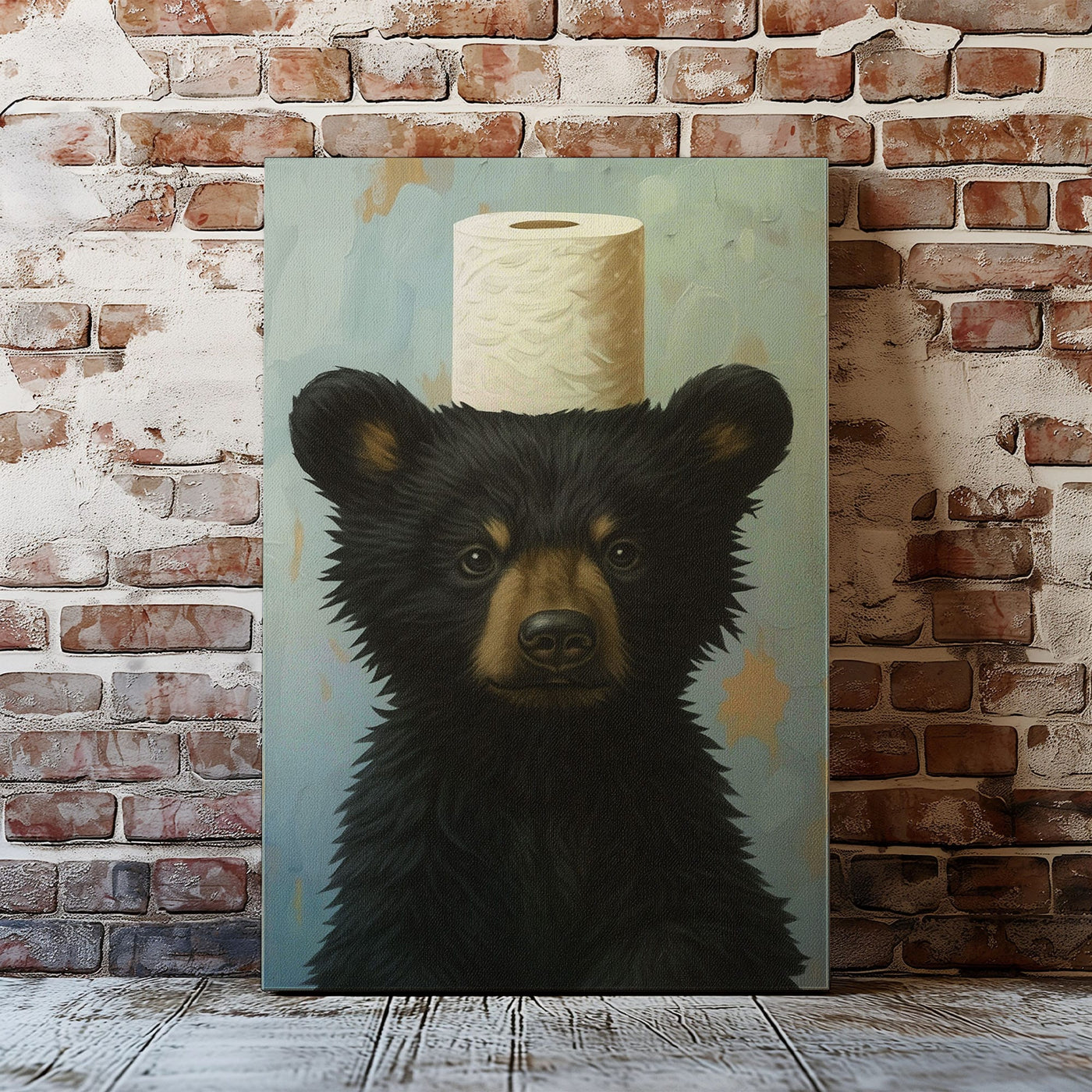 Blisscorners Toilet Paper Bear Canvas funny Bathroom Wall Art LM2611