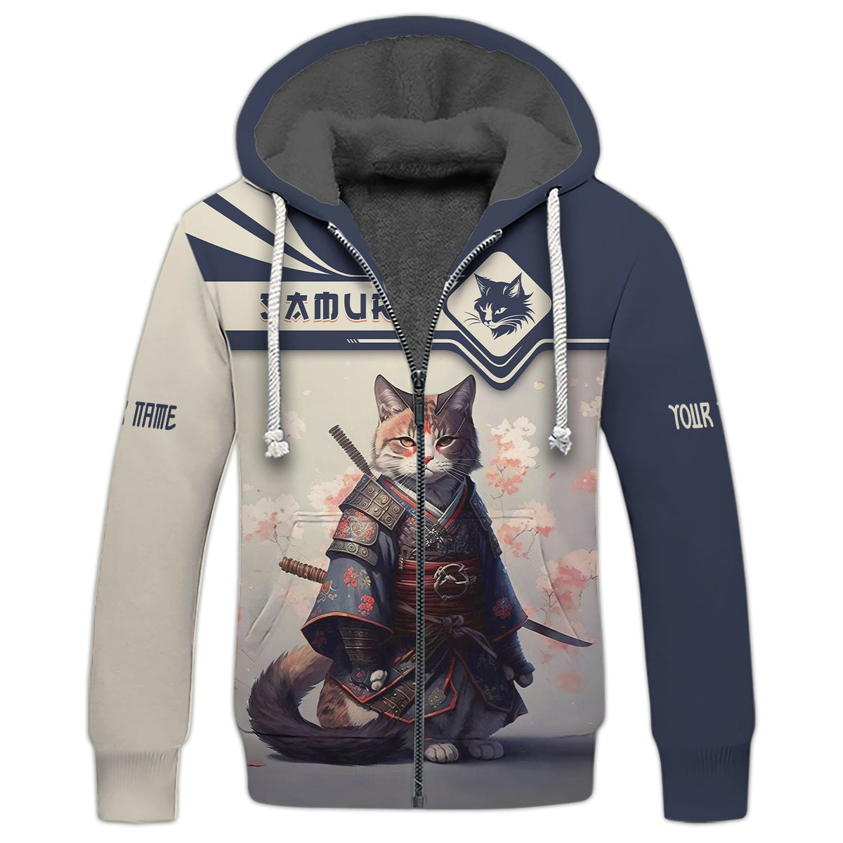 Blisscorners Cat Samurai Custom T- Shirts Cat Samurai With Cherry Blossom 3D Shirt Gift For Samurai Lover