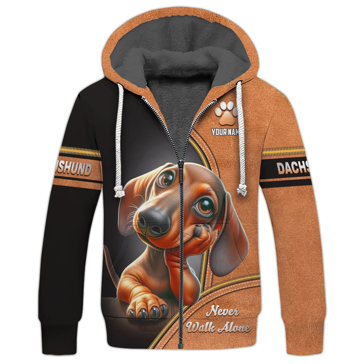 Blisscorners Customizable Dachshund Never Walk Alone 3D Shirt Personalized Name Gift For Dog Lovers