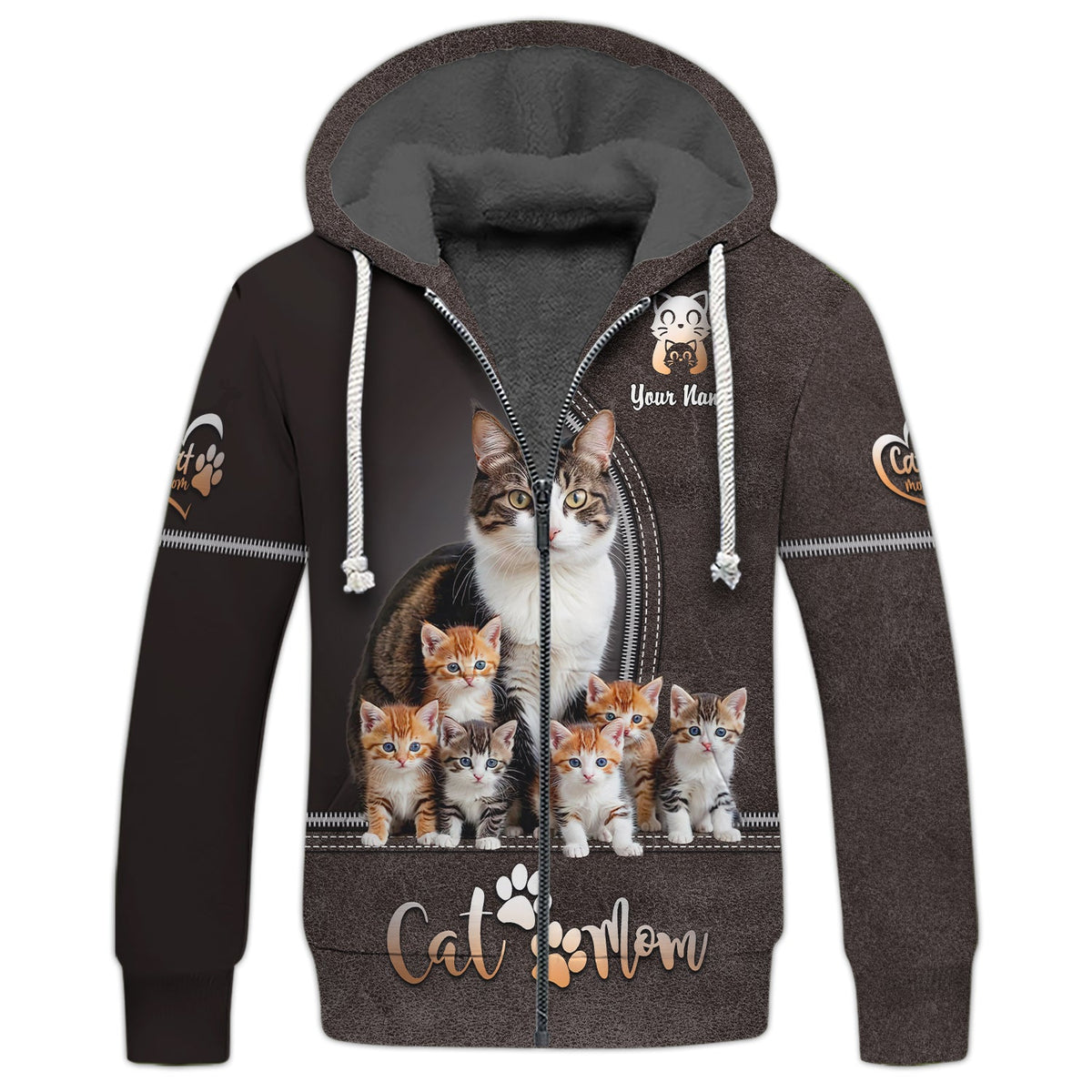 Blisscorners Adorable Cat and Kittens Custom Name Cat Mom 3D Shirt Gift For Cat Lovers