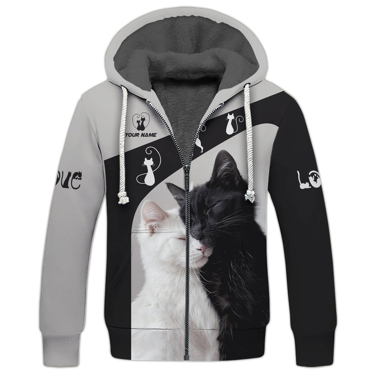 Blisscorners Cat Custom Name 3D Shirt Black With White Cat Gift For Cat Lovers