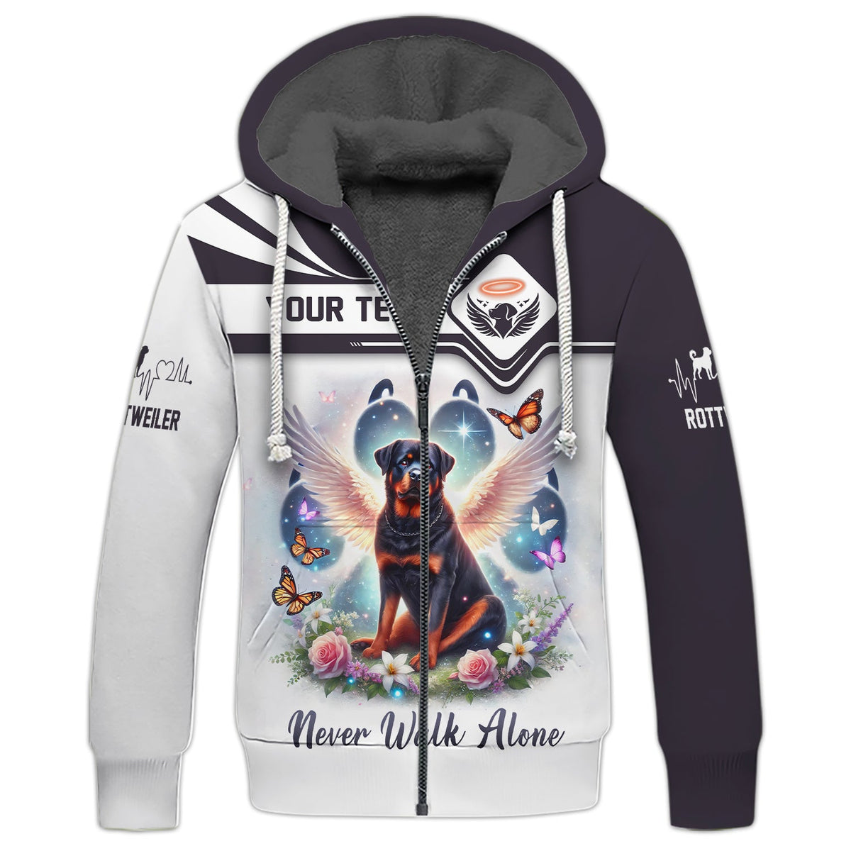 Blisscorners 3D Full Print Angel Wings Rottweiler Never Walk Alone T-ShirtPersonalized Name Gift For Dog Lovers