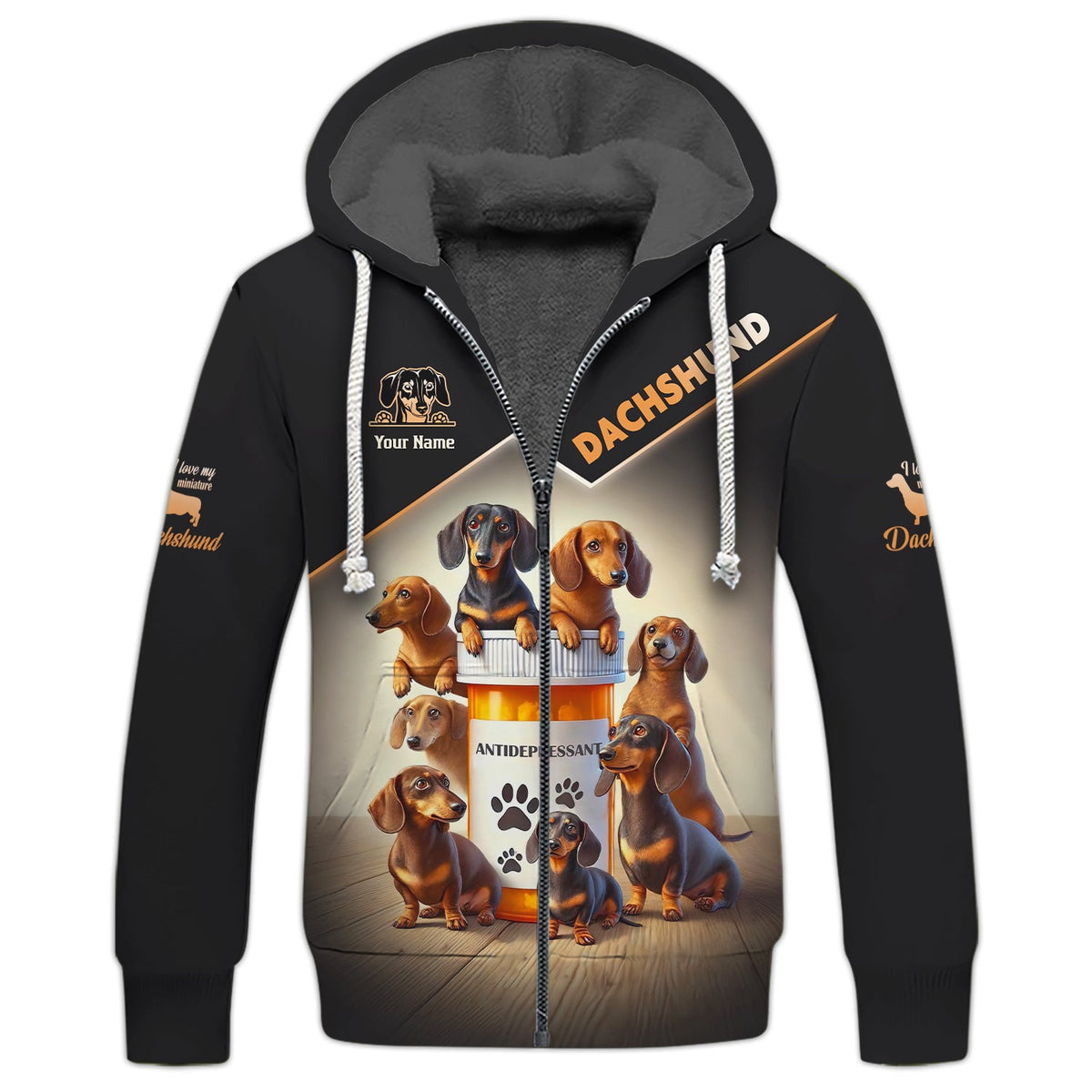 Blisscorners Dachshund Custom Name Shirt Antidepressant 3D T-Shirts Gift For Dog Lovers