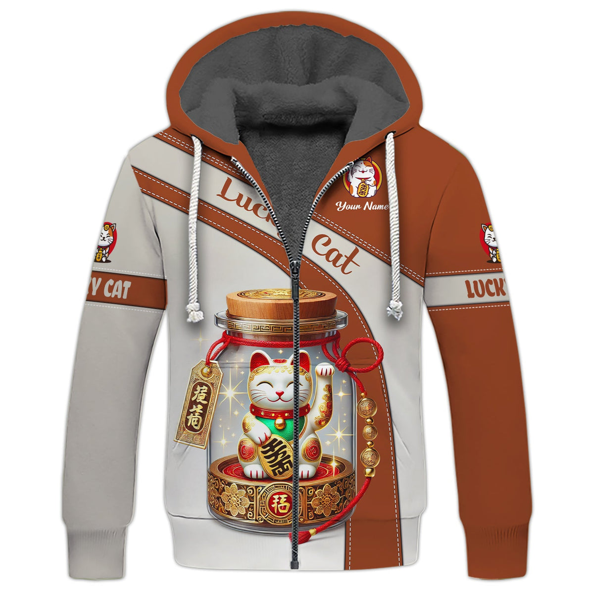 Blisscorners 3D Full Print Lucky Cat T-Shirt Personalized Name Gift For Cat Lovers