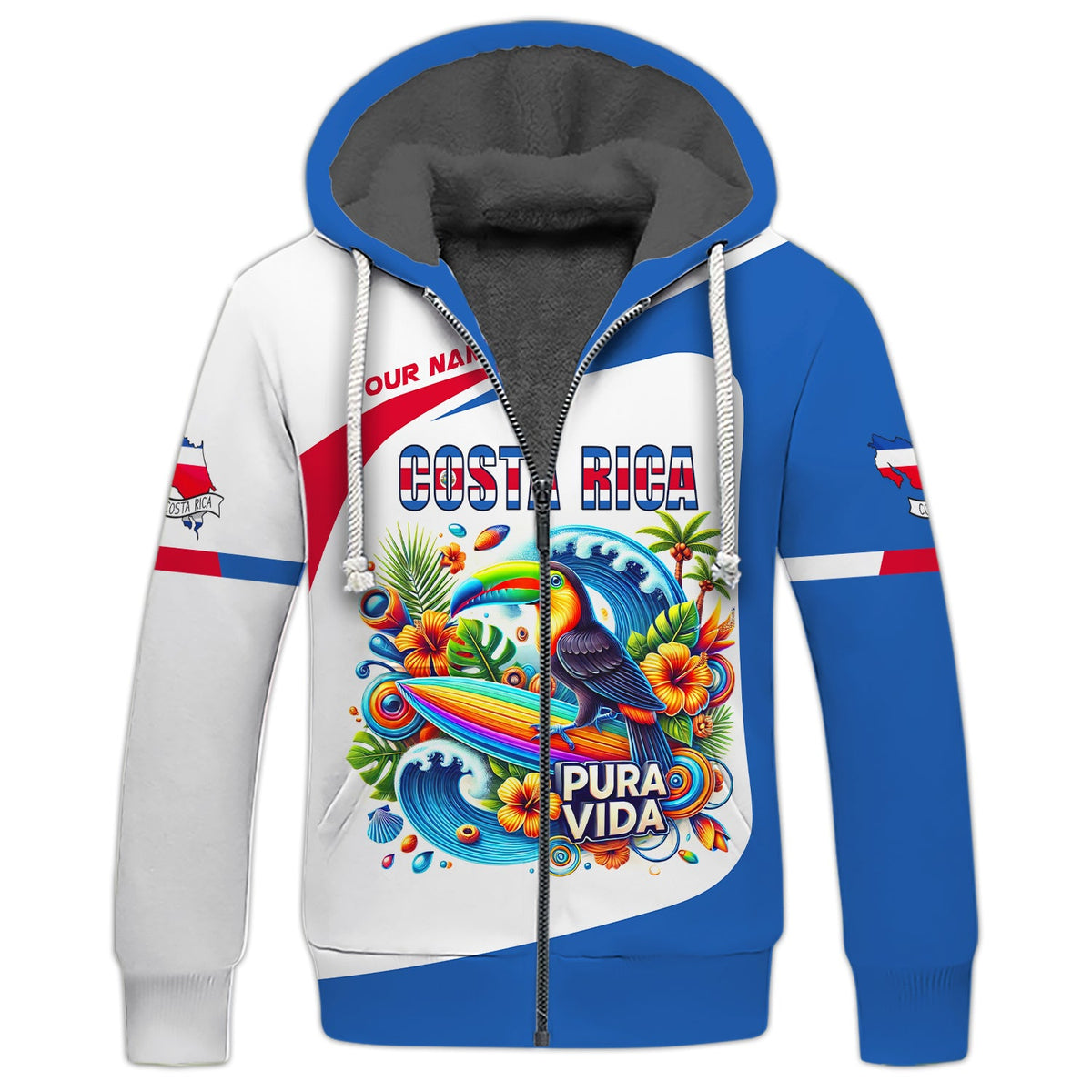 Blisscorners Costa Rica 3D T-Shirt Personalized Name Pura Vida Shirt Gift For Costa Rica Lovers