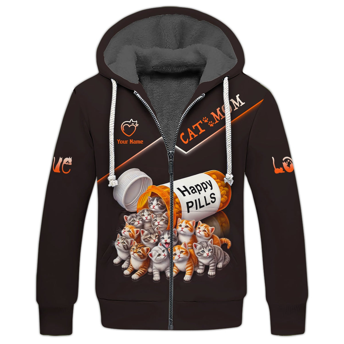 Blisscorners Cat Mom Custom Name Happy Pills 3D T-Shirts Gift For Cat Lovers