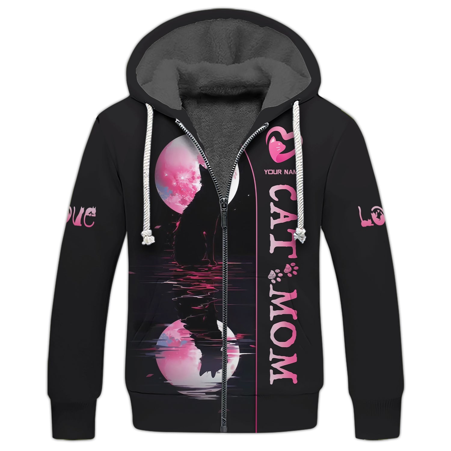 Blisscorners Black Cat With The Moon Custom Name Cat Mom 3D Shirt Gift For Cat Lovers