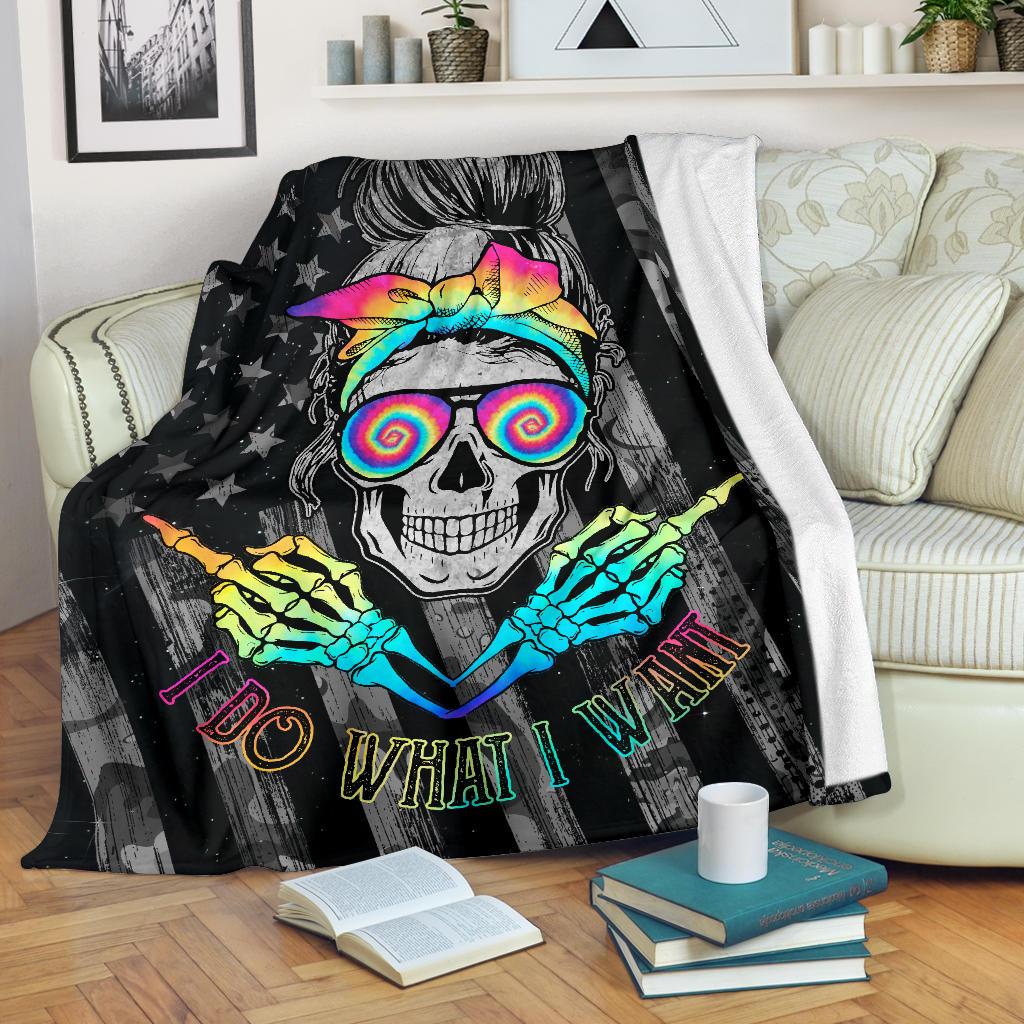 BLISSCORNERS I DO WHAT I WANT TIE DYE BLANKET
