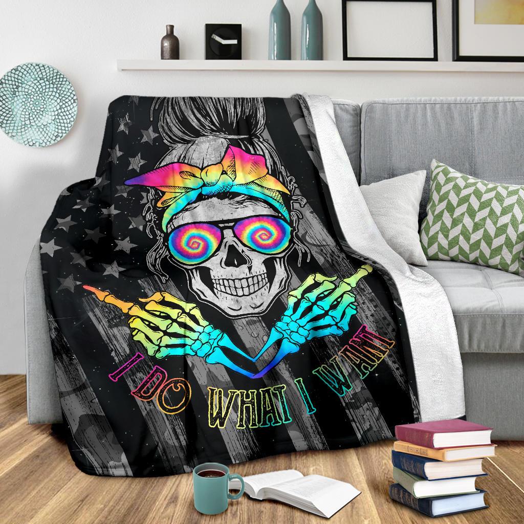 BLISSCORNERS I DO WHAT I WANT TIE DYE BLANKET