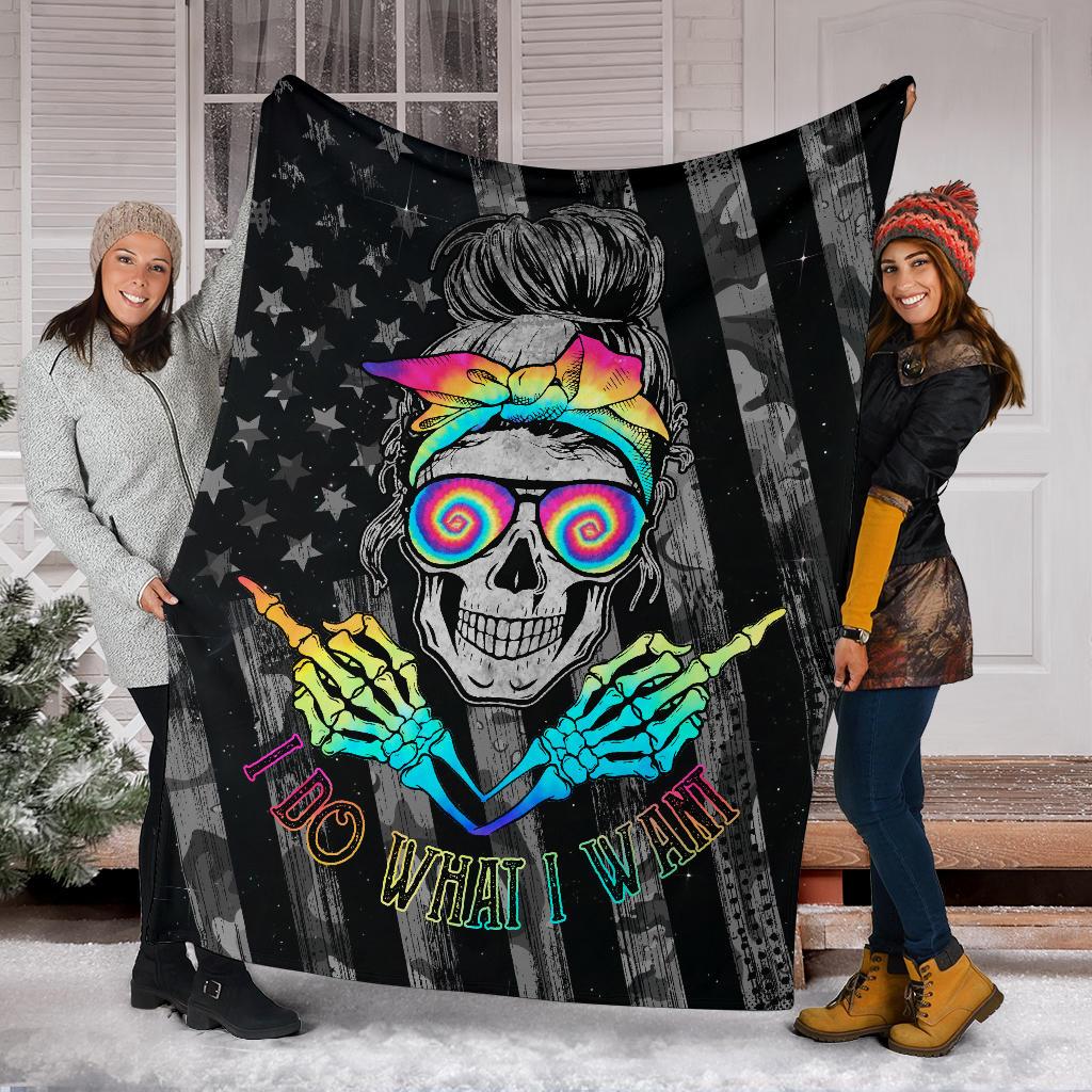 BLISSCORNERS I DO WHAT I WANT TIE DYE BLANKET