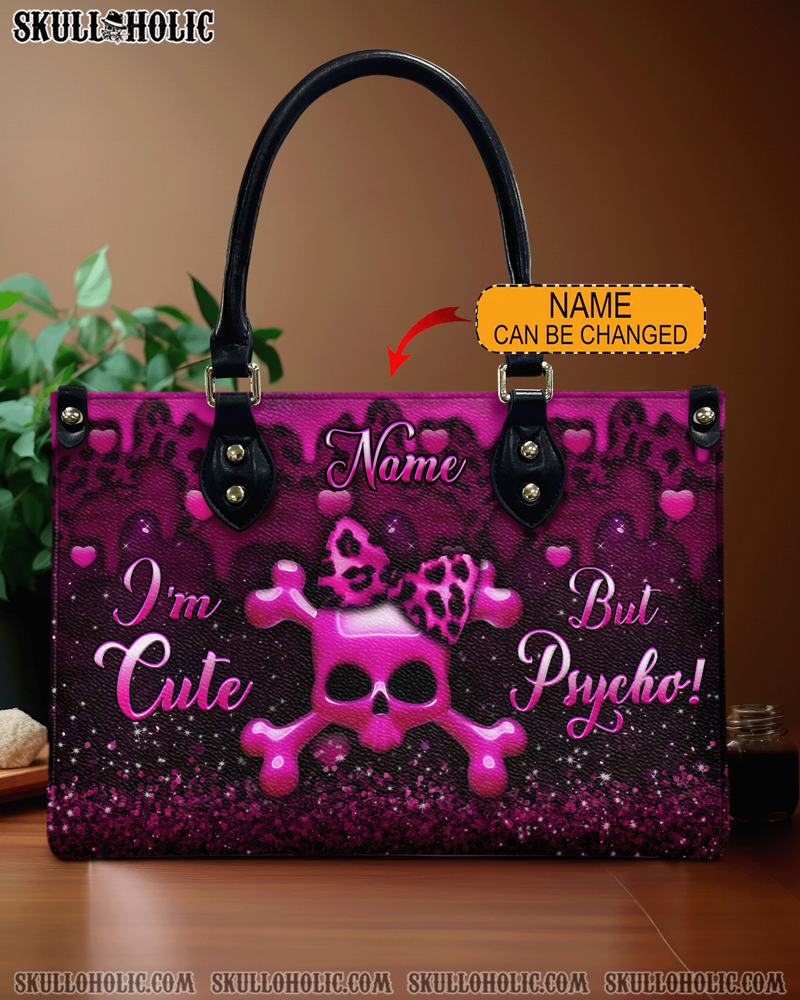 BLISSCORNERS I'M CUTE BUT PSYCHO LEATHER HANDBAG
