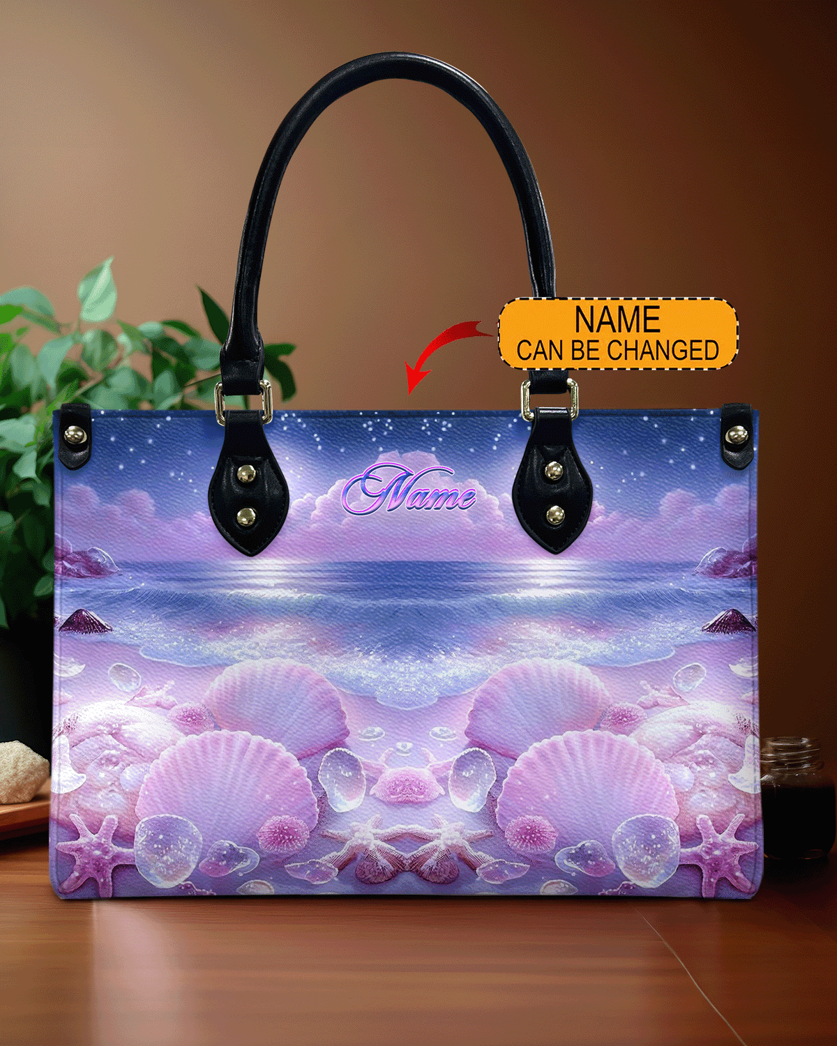 BLISSCORNERS PINK SEASHELLS LEATHER HANDBAG