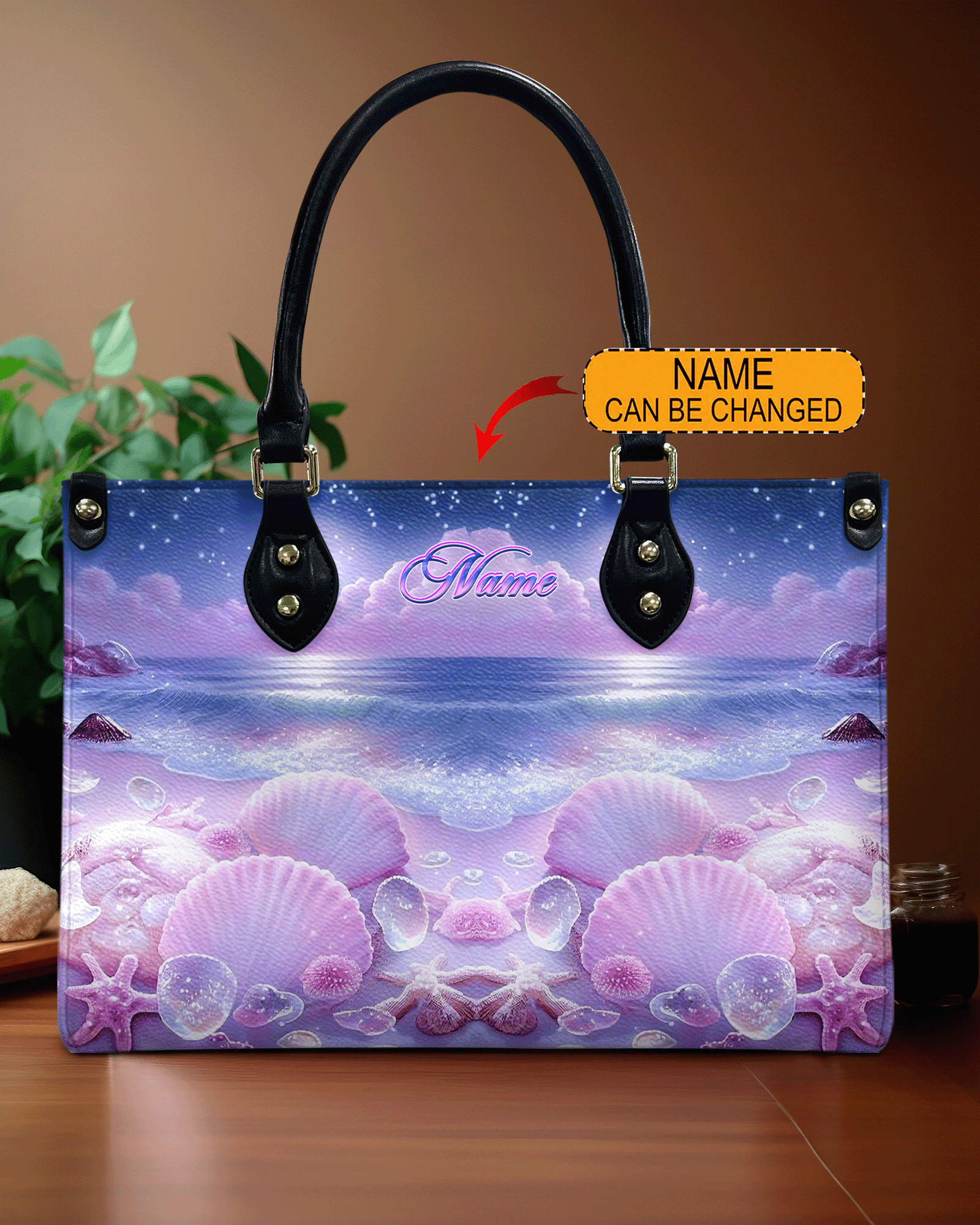 BLISSCORNERS PINK SEASHELLS LEATHER HANDBAG